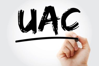 UAC - İşaretli Kullanıcı Hesap Kontrolü kısaltması, teknoloji kavramı arka planı
