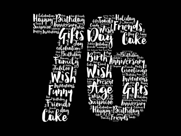 Happy 76th birthday word cloud, holiday concept backgroun