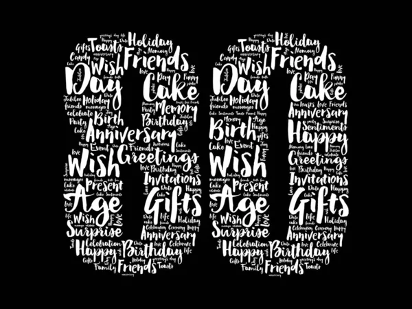Happy 80th birthday word cloud, holiday concept backgroun