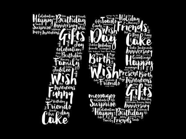 Happy 79th birthday word cloud, holiday concept backgroun