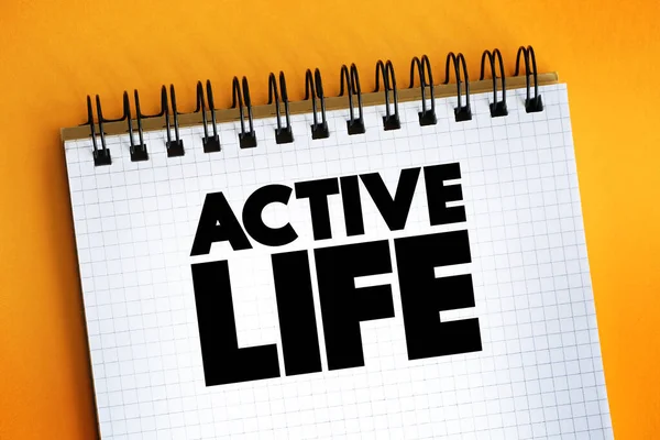 Active Life Tekst Citaat Notitieblok Concept Backgroun — Stockfoto