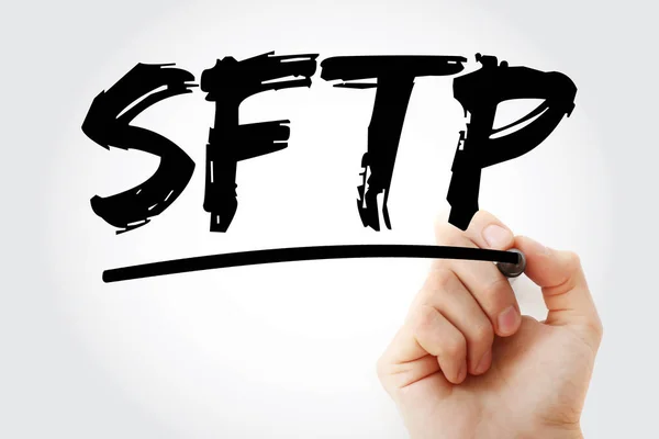 SFTP - Secure File Transfer Protocol acronym with marker, technology concept backgroun