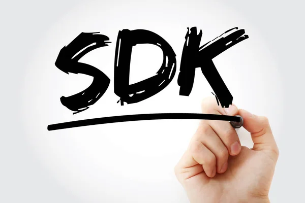 Sdk マーカーとソフトウェア開発キットの頭字語 技術コンセプトの背景 — ストック写真