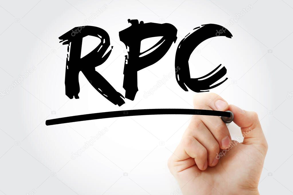 RPC - Remote Procedure Call acronym with marker, technology concept backgroun