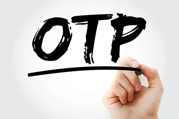 Otp One Time Password Akronym Mit Marker Technologiekonzept Hintergrund — Stockfoto