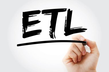 ETL - Dönüştür Dönüştür İşaretleyicili kısaltmayı yükle, teknoloji kavramı arkaplan