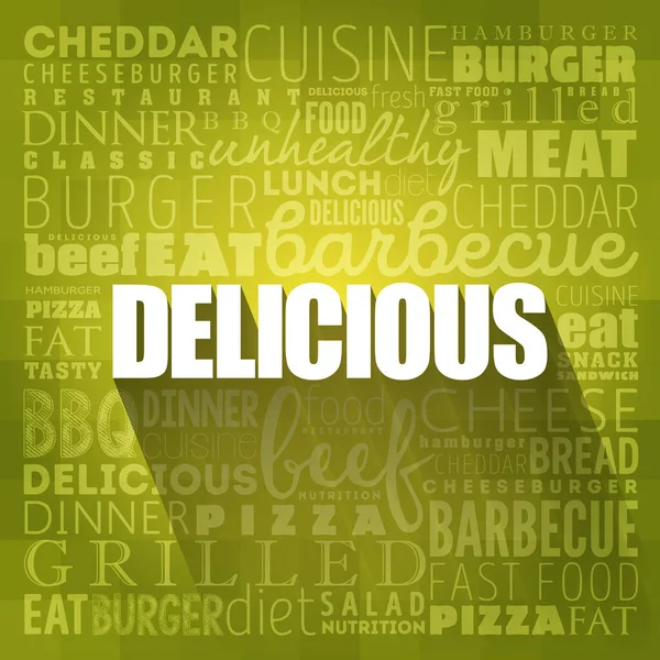 Delicious Word Cloud Collage Fast Food Concept Backgroun — Stockfoto