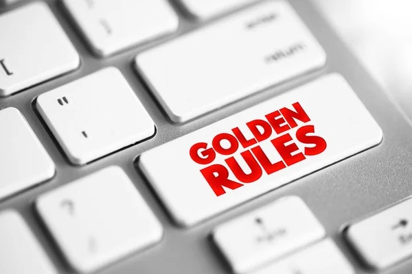 Golden Rules Κουμπί Κειμένου Στο Πληκτρολόγιο Φόντο Έννοια — Φωτογραφία Αρχείου