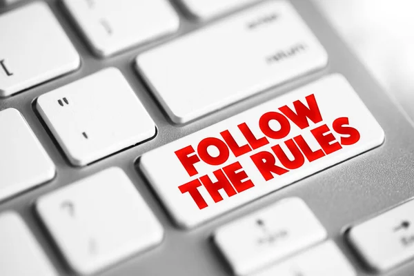 Ακολουθήστε Κουμπί Κανόνες Κειμένου Στο Πληκτρολόγιο Έννοια Backgroun — Φωτογραφία Αρχείου