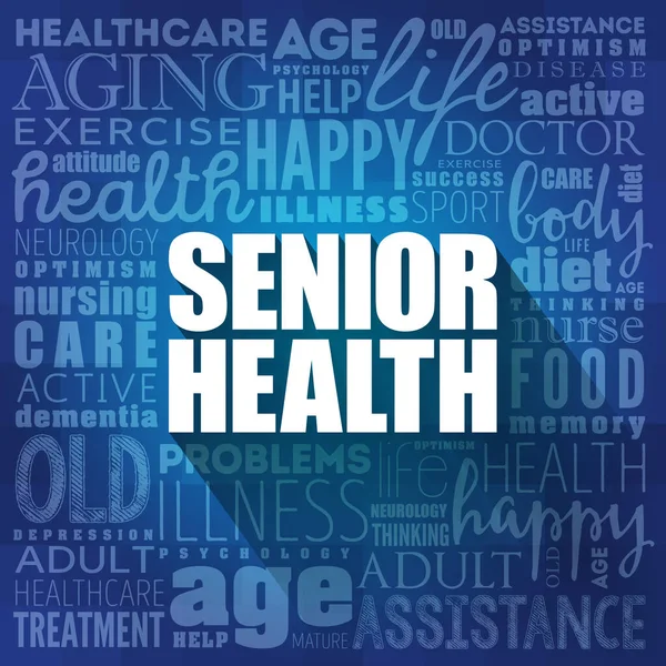 Senior Health Word Cloud Collage Κοινωνική Έννοια Backgroun — Φωτογραφία Αρχείου