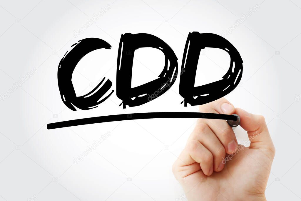 CDD - Contract Delivery Date acronym with marker, business concept background