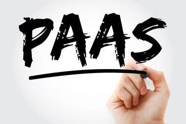 PAAS - İşaretli bir hizmet kısaltması olarak platform, teknoloji kavramı arka planı