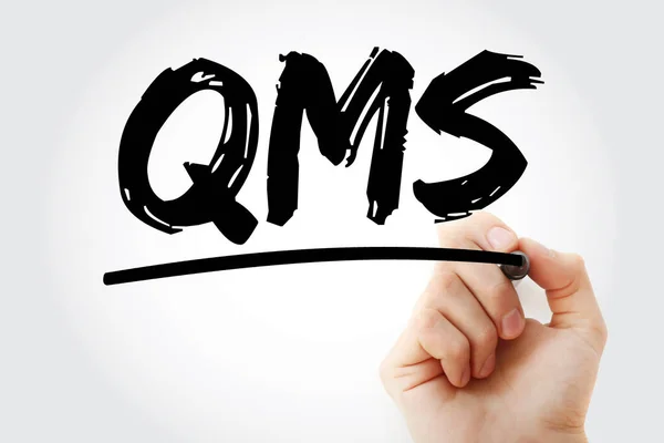 QMS - Quality Management System acronym with marker, business concept background