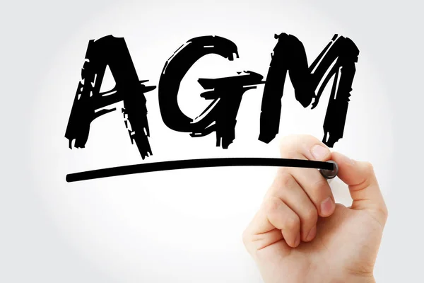 Agm Assemblea Generale Annuale Acronimo Con Marker Business Concept Background — Foto Stock
