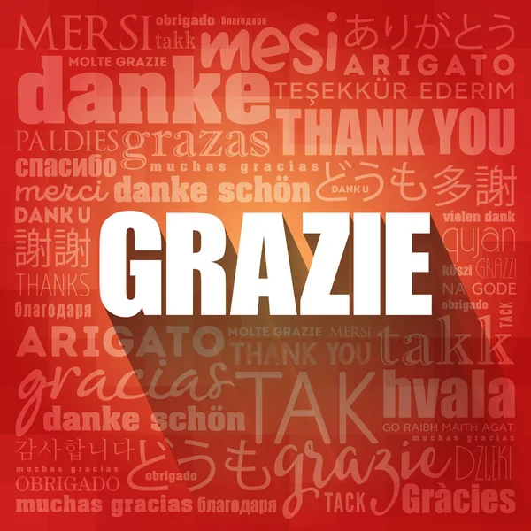 Grazie Thank You Italian Słowo Chmura Tło Różnych Językach — Zdjęcie stockowe