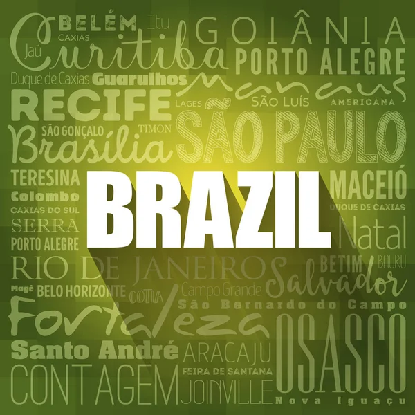 Lista Cidades Brasil Word Cloud Collage Business Travel Concept Backgroun — Fotografia de Stock