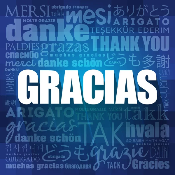 Gracias Dziękuję Języku Hiszpańskim Word Cloud Tle Wszystkie Języki Wielojęzyczny — Zdjęcie stockowe