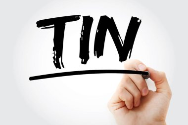 TIN - Taxpayer Identification Number acronym with marker, concept background clipart