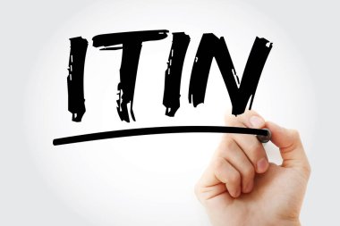 ITIN - Individual Taxpayer Identification Number acronym with marker, concept background clipart
