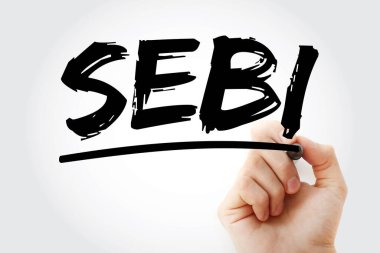SEBI - Hindistan 'ın Menkul Kıymetler ve Borsa Kurulu kısaltması, keçeli kalem, iş konsepti geçmişi
