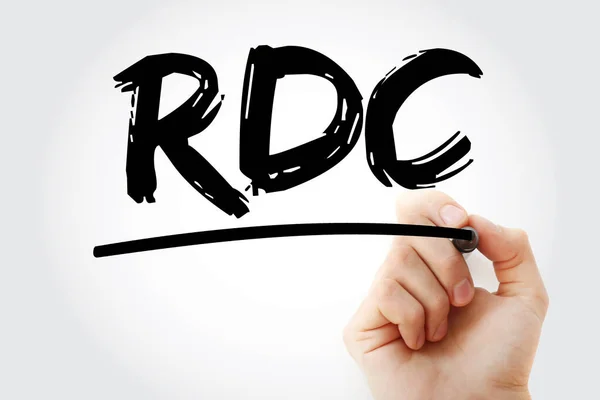 Rdc Running Clause Acrónimo Con Marcador Concepto Fondo — Foto de Stock