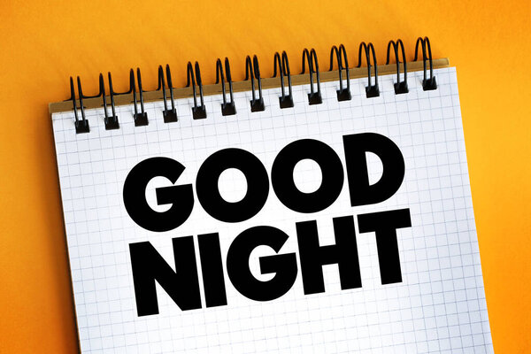 Текст спокойной ночи на блокноте, концептуальный фон