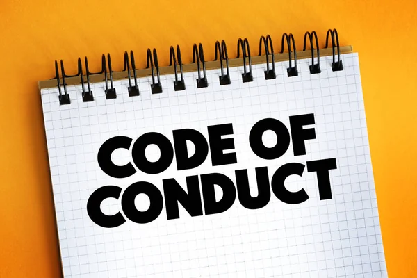 Código Conducta Texto Bloc Notas Concepto Fondo — Foto de Stock