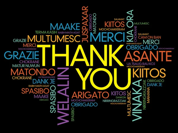 Thank You Word Cloud vector background, all languages — Stock Vector