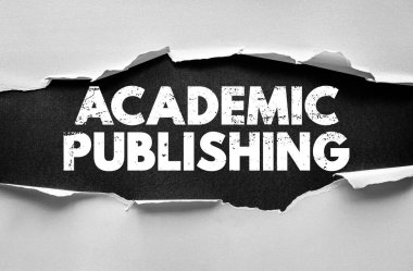 ACADEMIC PUBLISHING metin yırtık kağıt arka planda grunge tarzı, eğitim, araştırma, dergiler temsil ve yüksek öðrenim kurumlarında bilimsel iletişim