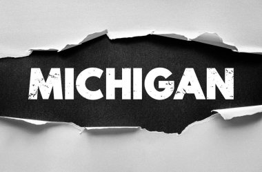 MICHIGAN 'ın metni yırtık kağıtlarla, pürüzlü yüzeydeki kalın harflerle ortaya çıktı. Yaratıcılığı ve kimliği güçlü bir görsel tonla ifade eden kavramsal tipografi tasarımı