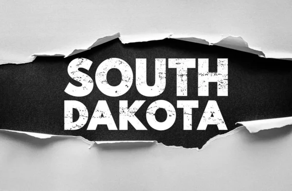 Yırtık kağıt arkaplan üzerine Güney DAKOTA metni Cesur sıkıntılı harfler ve klasik ton