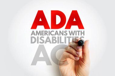 Engelli Amerikalılar Yasası 'nı el yazısı ile yazın. Sivil haklar yasasını temsil eden yasal kısaltma kavramı erişilebilirlik ve eşitliği sağlar