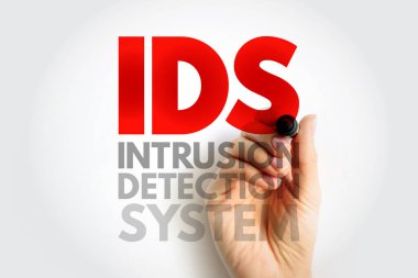 Çocuklar İstila Tespit Sistemi konsepti. Sanal ekranda el yazısı kısaltması. Bilişim uzmanları için siber güvenlik izleme, tehdit tespit ve veri koruma teknolojisi geçmişi