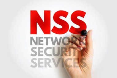 NSS NETwork GÜVENLİK SERVİSİ el yazısı konsepti. Ağ altyapısı bağlamında dijital koruma, şifreleme ve güvenli iletişim sistemlerini temsil eden NSS terimi
