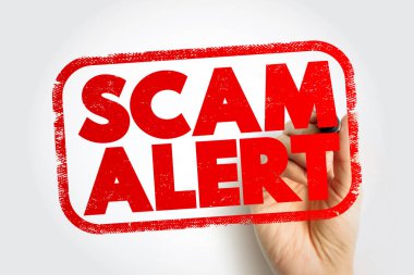 Bir çerçeve içerisindeki SCAM ALERT uyarı mesajı, dolandırıcılık, dolandırıcılık veya çevrimiçi güvenlik farkındalığı kavramı tüketicinin korunması ve siber güvenlik