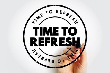 Yıpranmış desenli, kalın dairesel bir pulla sergilenme zamanı, işaret tutan bir elin üzerine çizilmiş, yenilenme, güncelleme, kırılma ve kişisel yenilenme