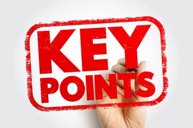 KEY noktaları kalın pullu bir düzende bir el işareti ile gösterilir, temel detayları vurgular ve net bir görsel tarzdaki önemli bilgi veya temel unsurları vurgular