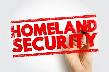 HOMELAND GÜVENLİĞİ, ulusal koruma, güvenlik önlemleri ve hükümet savunma temalarını temiz bir grafik tarzında temsil eden bir işaret ile pul mektuplarında sergilendi