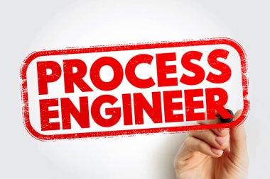 Pul etiketi olarak gösterilen, el işaretli profesyonel işlem mühendisi konsepti. Endüstriyel optimizasyon, üretim sistemleri, imalat iş akışı iyileştirme ve kalite kontrol operasyonları