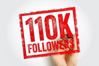 110K FOLLOWERS kırmızı desenli pul, dijital güncellemeler, sosyal ilişki görselleri, toplumsal genişleme mesajları, pazarlama içeriği ve seyirci başarıları için önemli bir dönüm noktasını vurguluyor