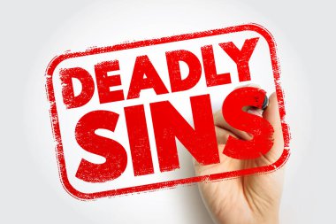 Ölümcül SINS uyarı damgası konsepti, el işareti, ahlaki mesaj, etik tema, sembolik yargı, insan davranışı yansıması, kültürel referans, dramatik vurgu ve ihtiyat sembolizmi