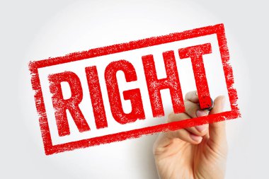 Sağ onay damgası elle tutulur, doğruluk kavramı kalın harflerle, iş doğrulama sembolü, doğru karar damgası, belge doğrulama fikri