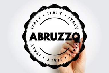 ABRUZZO İtalya elle tutulan metni damgaladı. İtalyan bölgesel adı kavramı, coğrafi kimlik, konum işaretleme, seyahat referansı, hedef etiketi