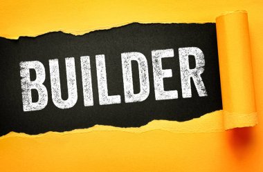 Yırtık kağıt arkaplan, işçiliği temsil eden inşaat mesleği konsepti, geliştirme çalışması, yapısal yaratım ve kalifiye ticaret uzmanlığı üzerine inşa edilen kelime