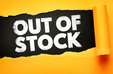 Yırtık kağıt arkaplan, ürün kıtlığı kavramı, mevcut olmayan ürün, arz sorunu, perakende satış uyarısı, müşteri gecikmesi, envanter sorunu teması