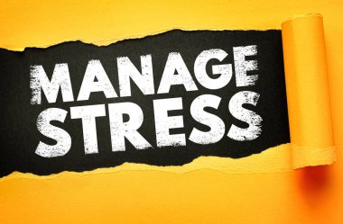 Yırtık kağıttaki stres metnini yönet. Ruh sağlığı, rahatlama, anksiyete kontrolü, depresyon, yangınlar ve basınç yardımı konsepti