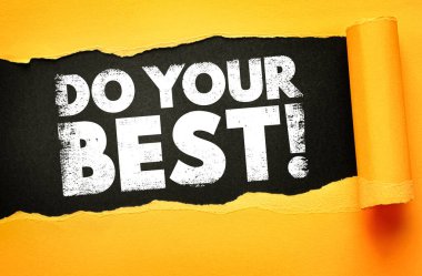 Elinden geleni yap! Yırtılan kağıtlardan anlaşılıyor. Başarı, başarı ve sıkı çalışma için ilham. Yaratıcı bir tarzda hedef belirleme ve kişisel gelişim için cesaret verici mesaj