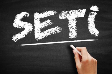 SETI tebeşirle dünya dışı zeka kısaltması arıyor. Uzaylı yaşam keşfi, astronomi ve kozmik keşif görevinin altını çiziyorum..