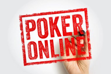 Poker online metin arka planda kauçuk pul stili ile el kalemi ile. İnternet kumarı, sanal kart odaları ve internet oyun platformları için kavramsal imaj