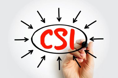 CSI Müşteri memnuniyet endeksi iş konsepti hizmet kalitesini ve müşteri mutluluğunu artırmak için iş performansını ölçmek amacıyla kısaltmayı daire içine alan bir eli gösteriyor